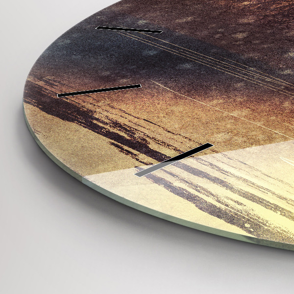 Round glass wall clock woman with umbrella