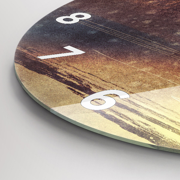 Round glass wall clock woman with umbrella