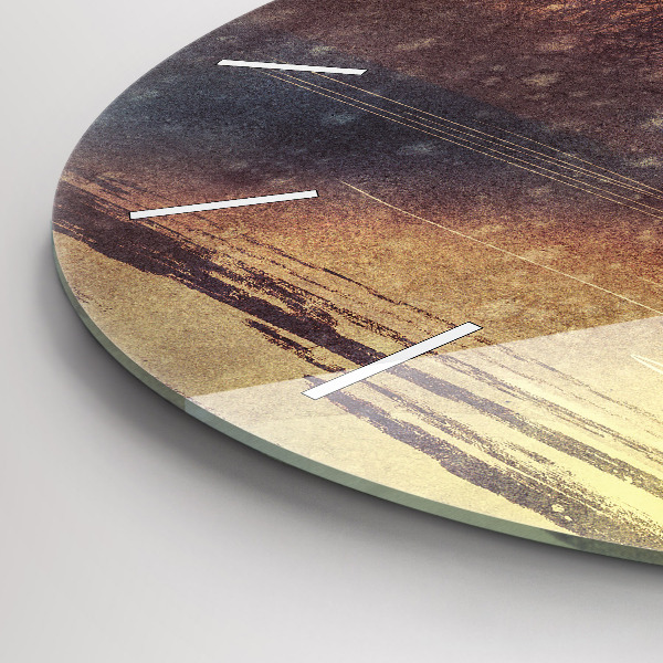 Round glass wall clock woman with umbrella