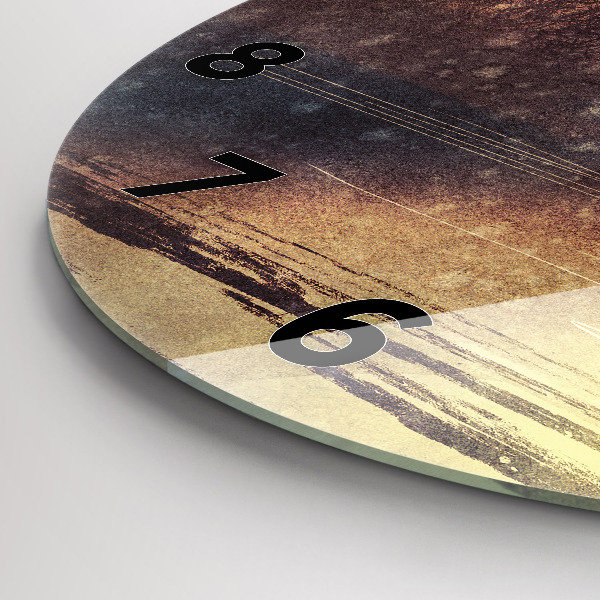 Round glass wall clock woman with umbrella