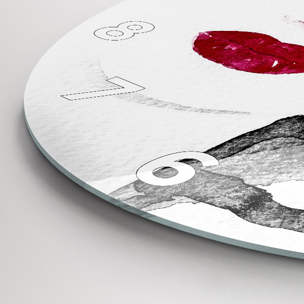 Round glass wall clock Portrait of a woman