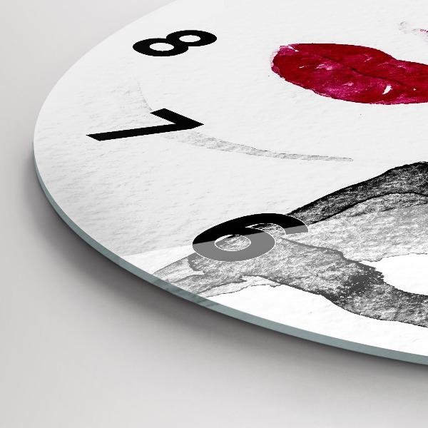 Round glass wall clock Portrait of a woman