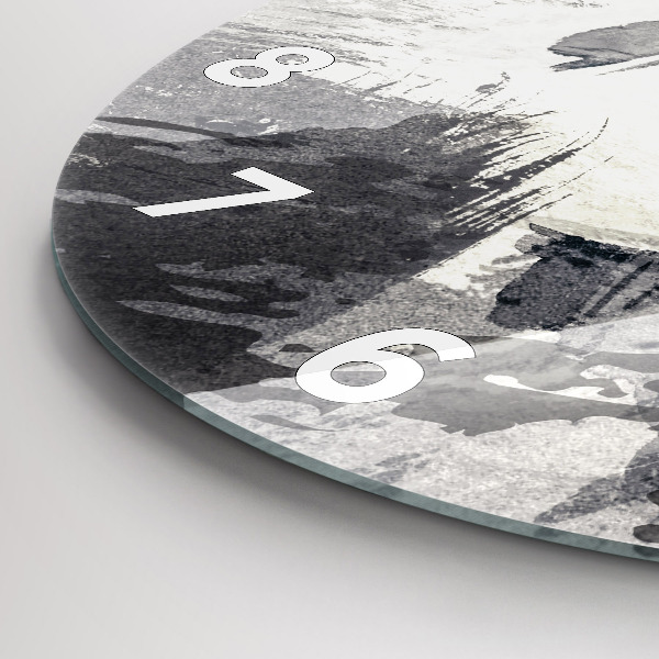 Round glass wall clock Woman - watercolors