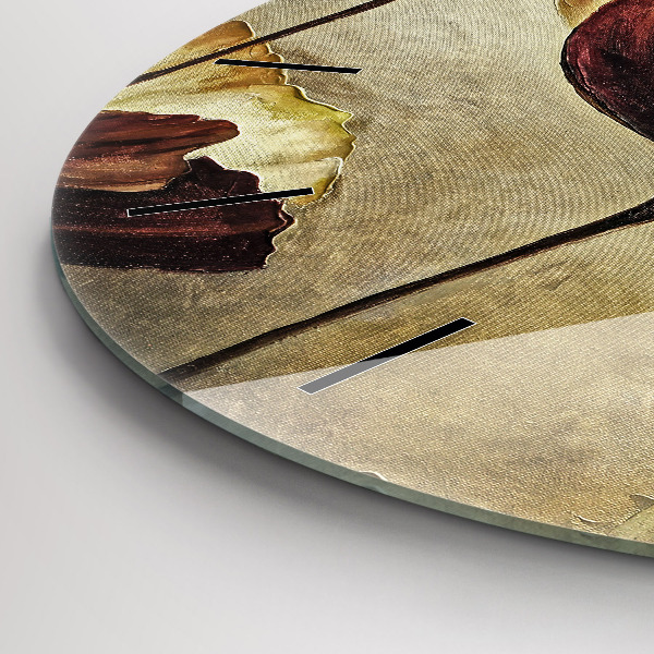 Round glass wall clock Painted poppies