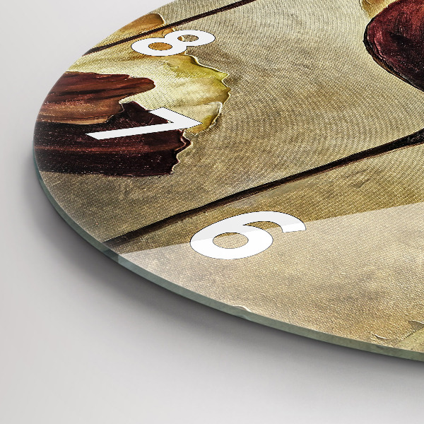 Round glass wall clock Painted poppies