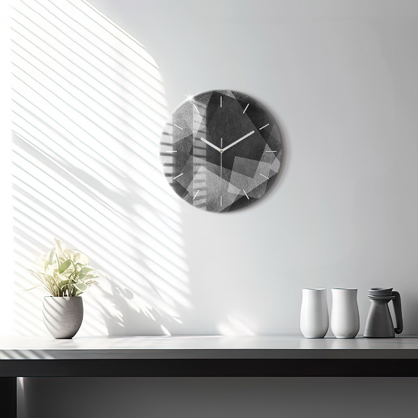 Round glass wall clock Geometric abstraction