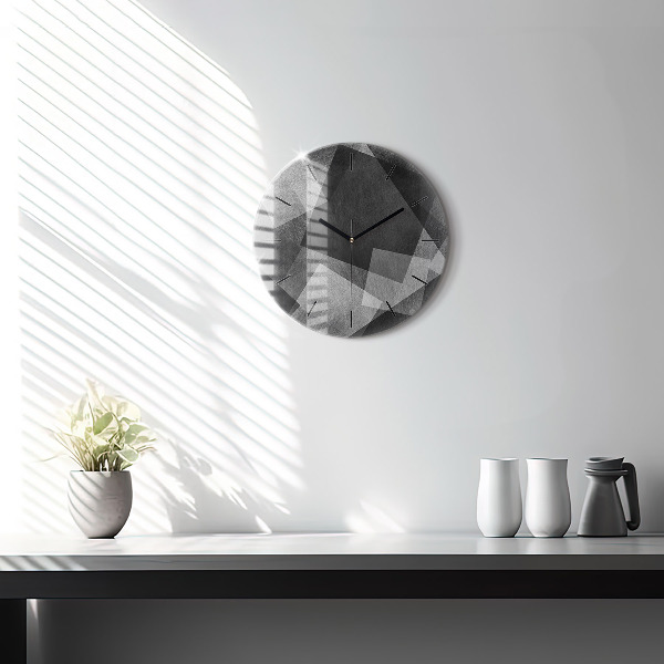 Round glass wall clock Geometric abstraction