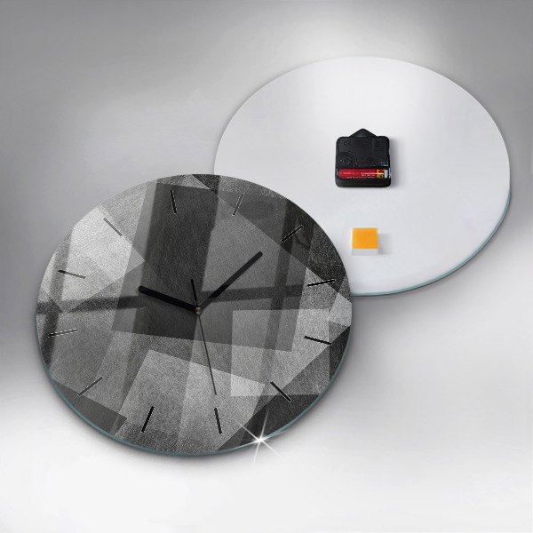 Round glass wall clock Geometric abstraction