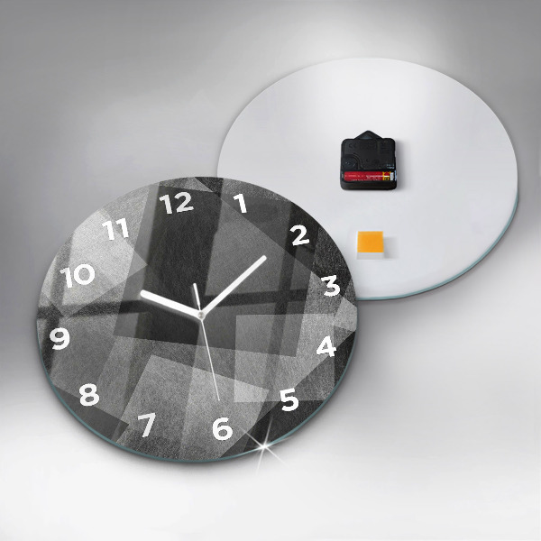 Round glass wall clock Geometric abstraction