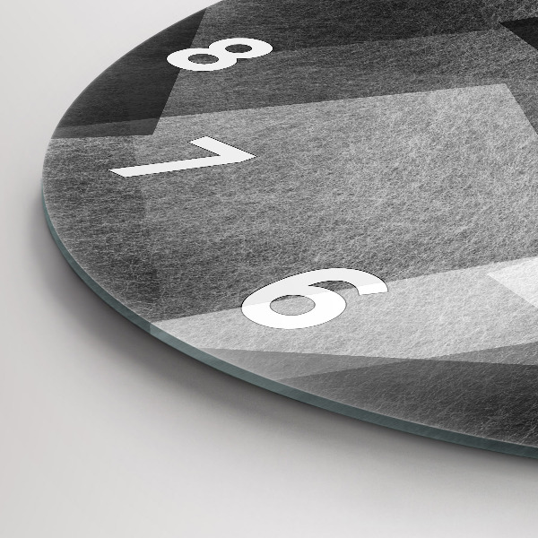Round glass wall clock Geometric abstraction