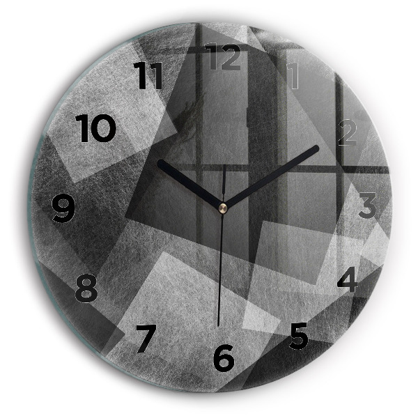 Round glass wall clock Geometric abstraction