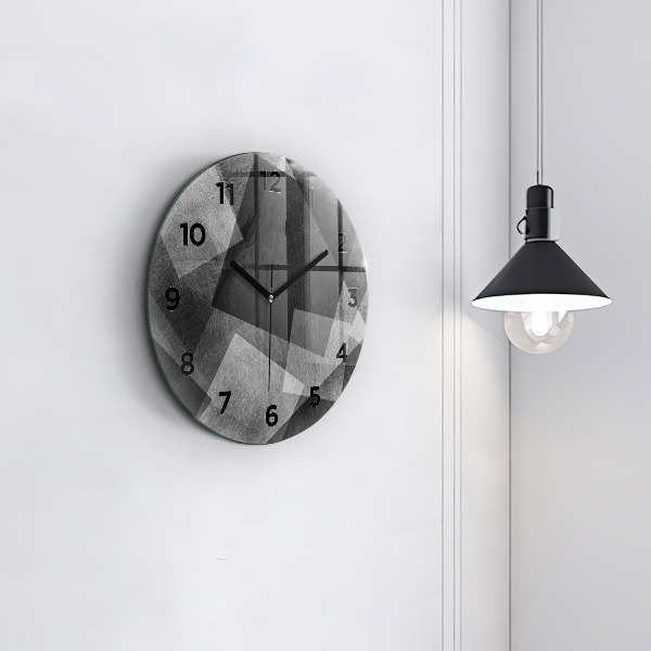 Round glass wall clock Geometric abstraction