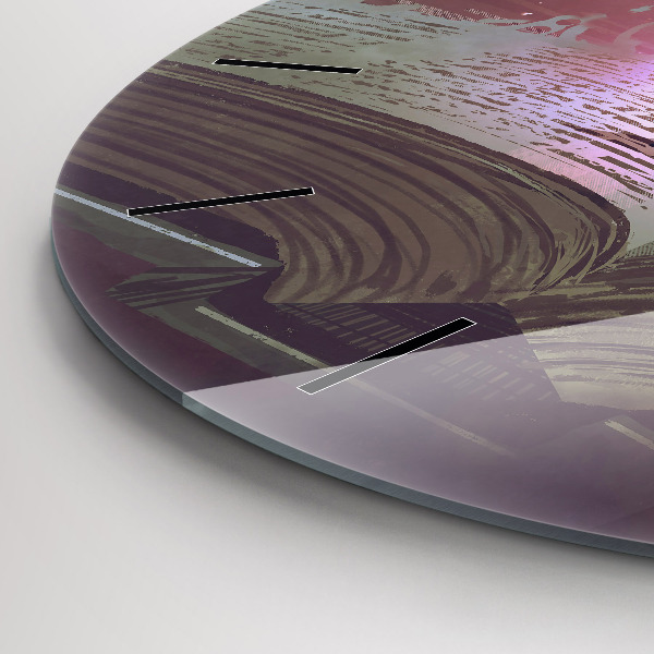 Round glass wall clock Abstraction book