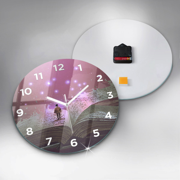 Round glass wall clock Abstraction book