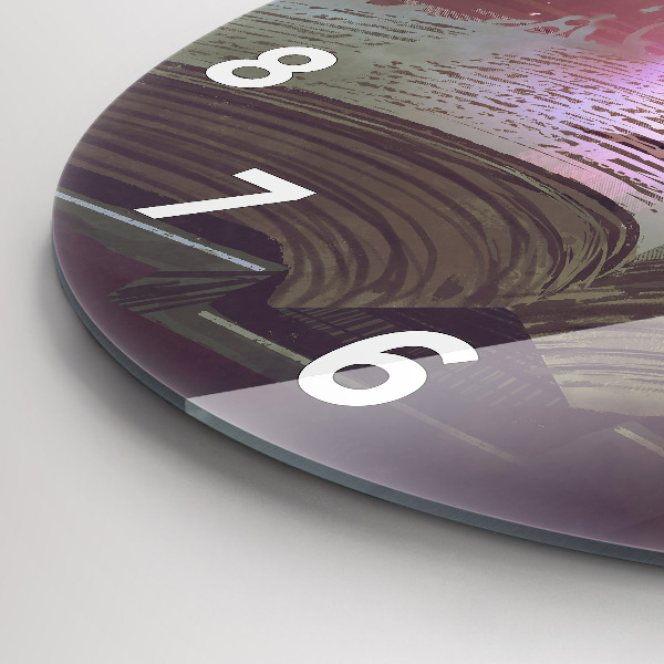 Round glass wall clock Abstraction book