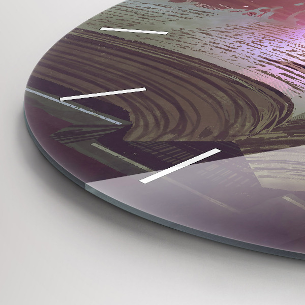 Round glass wall clock Abstraction book