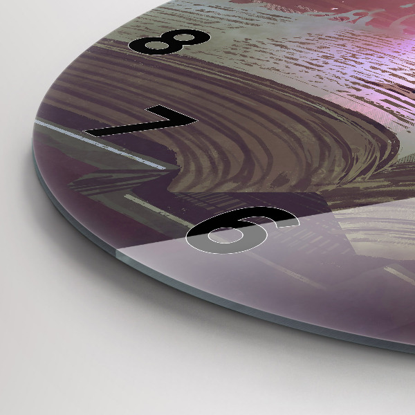 Round glass wall clock Abstraction book