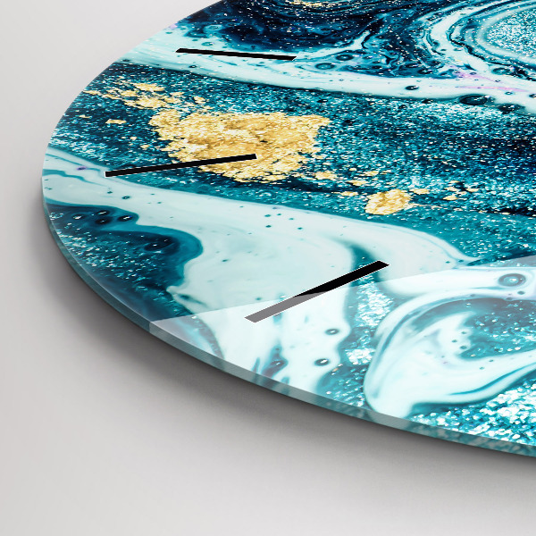 Round glass wall clock Abstract marble