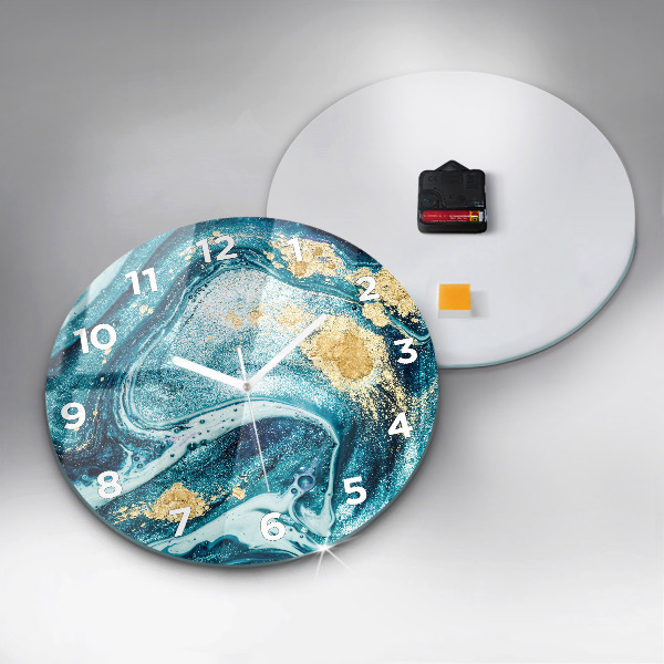 Round glass wall clock Abstract marble