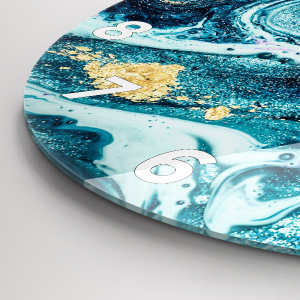 Round glass wall clock Abstract marble