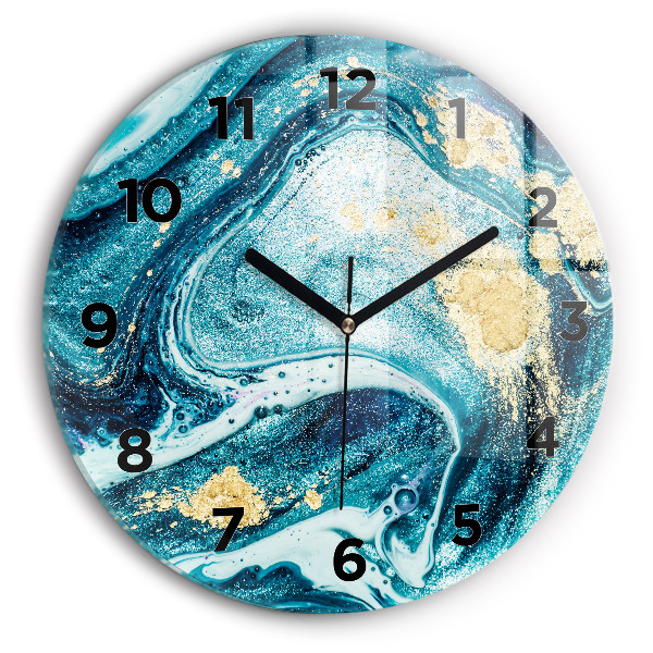 Round glass wall clock Abstract marble