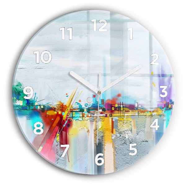Round glass wall clock Abstract bridge