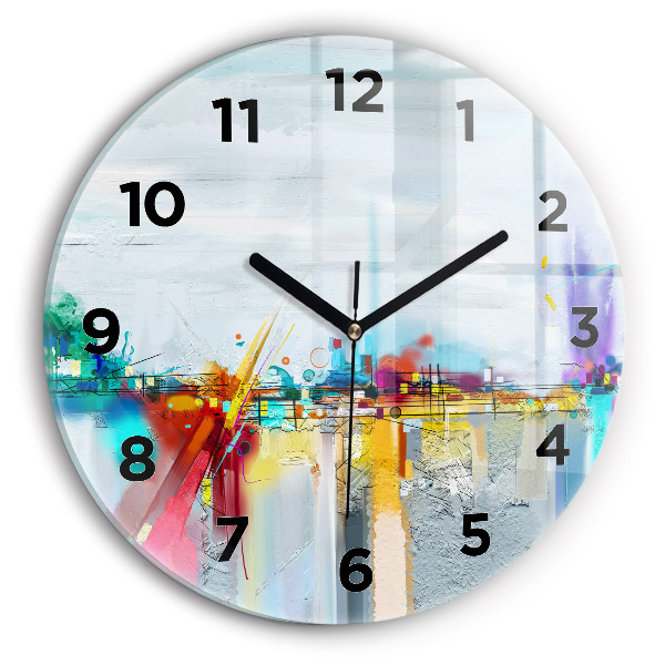 Round glass wall clock Abstract bridge