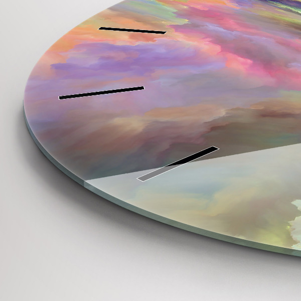 Round glass wall clock Abstract landscape