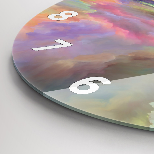 Round glass wall clock Abstract landscape