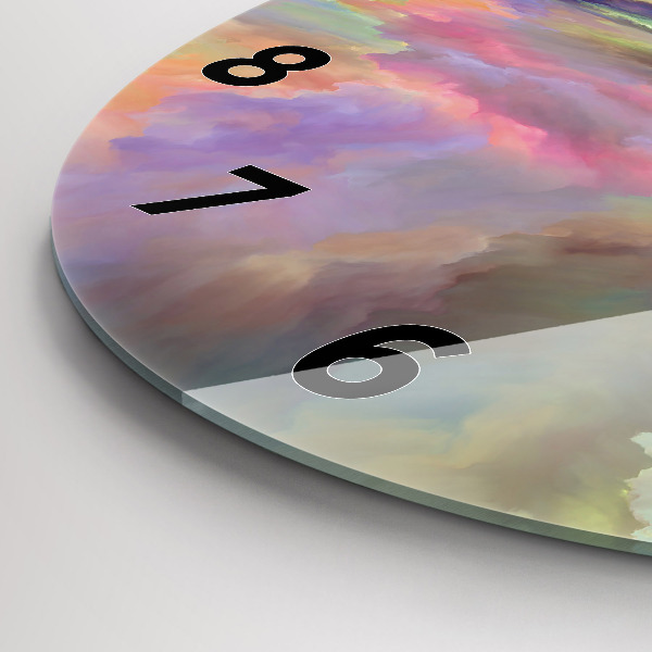 Round glass wall clock Abstract landscape