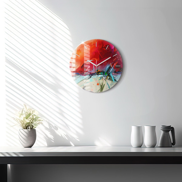 Round glass wall clock Rows of spices