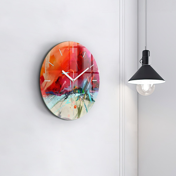 Round glass wall clock Rows of spices