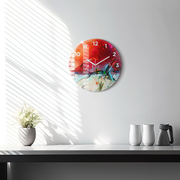 Round glass wall clock Rows of spices