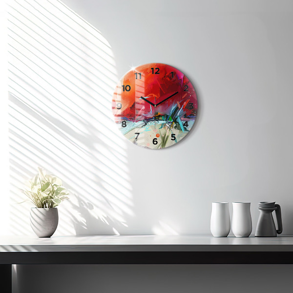 Round glass wall clock Rows of spices