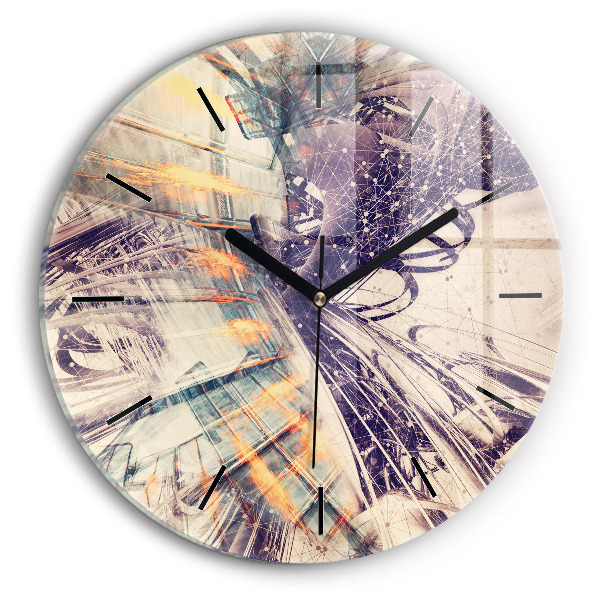 Round glass wall clock Abstract mechanism