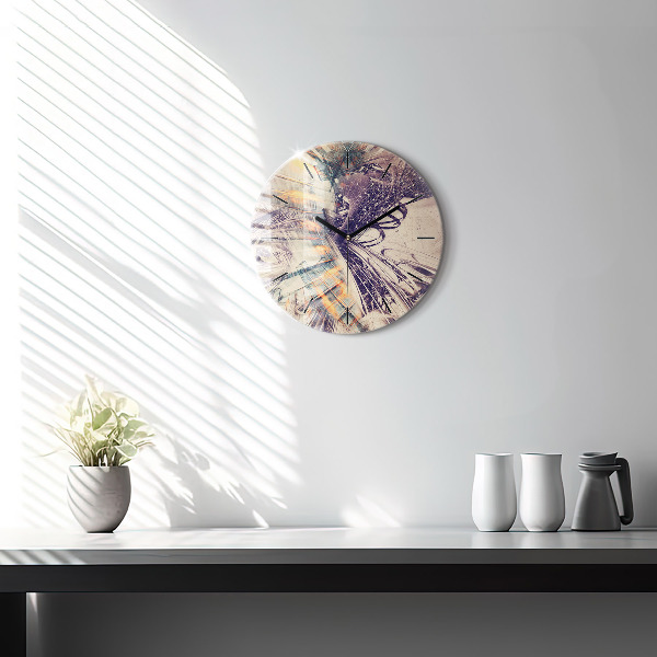 Round glass wall clock Abstract mechanism