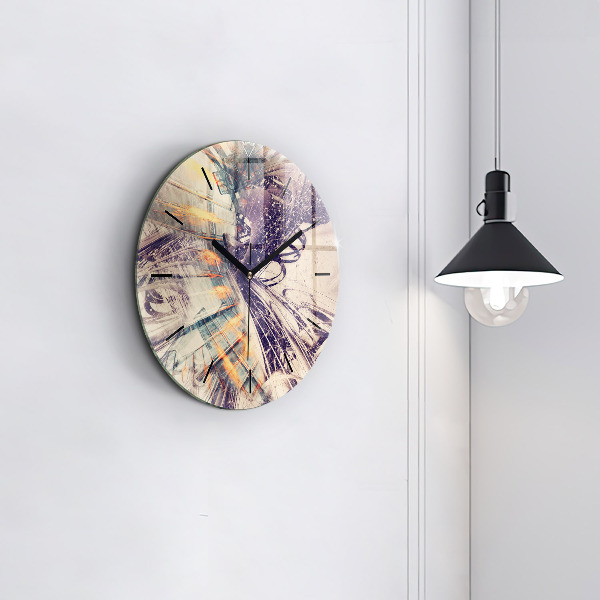 Round glass wall clock Abstract mechanism
