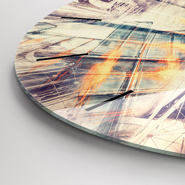 Round glass wall clock Abstract mechanism