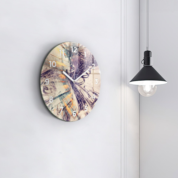 Round glass wall clock Abstract mechanism