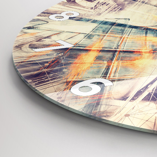Round glass wall clock Abstract mechanism