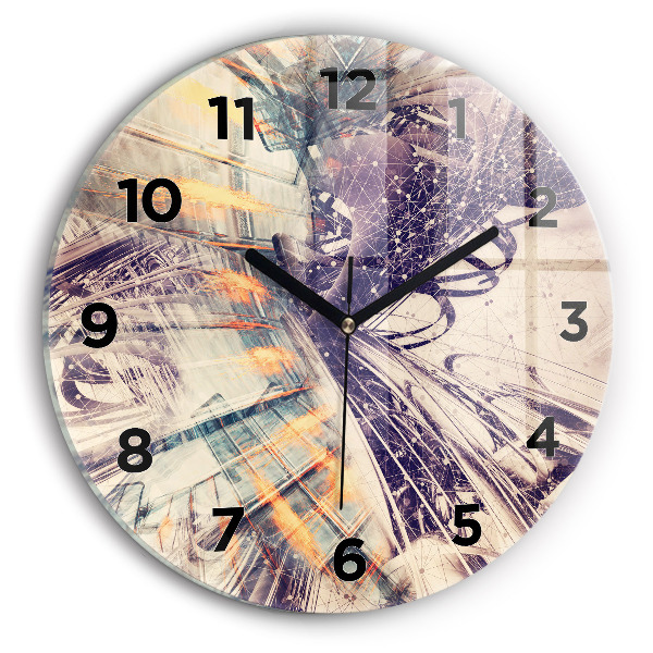 Round glass wall clock Abstract mechanism
