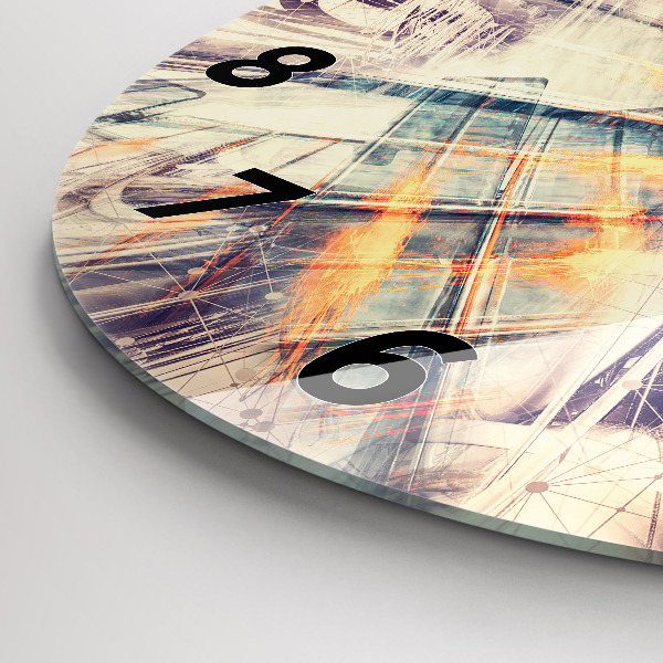 Round glass wall clock Abstract mechanism