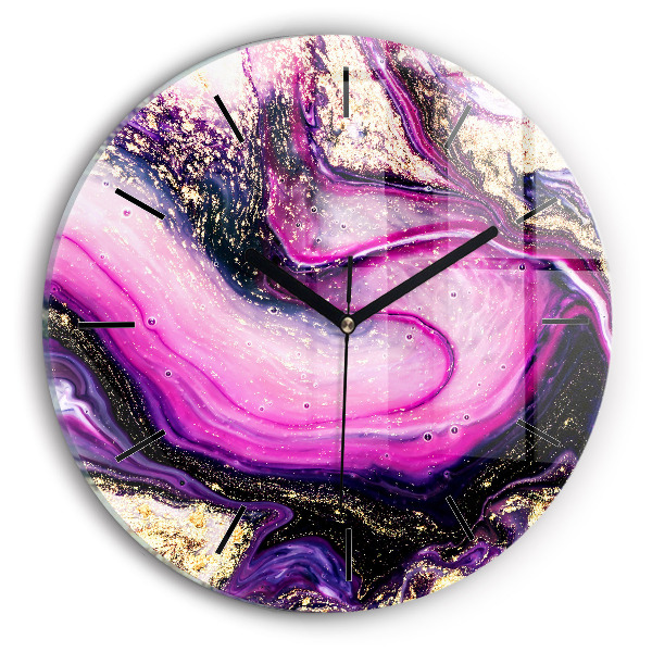 Round glass wall clock Abstract marble