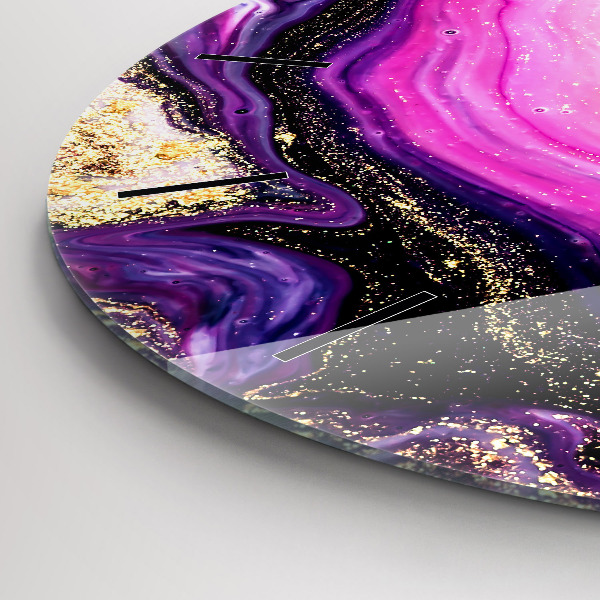 Round glass wall clock Abstract marble