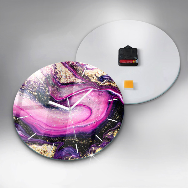 Round glass wall clock Abstract marble