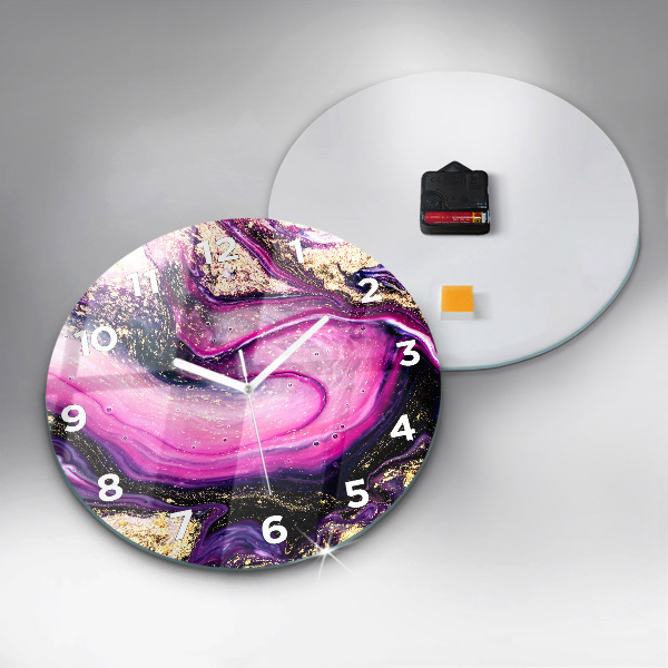 Round glass wall clock Abstract marble