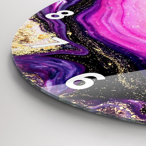 Round glass wall clock Abstract marble