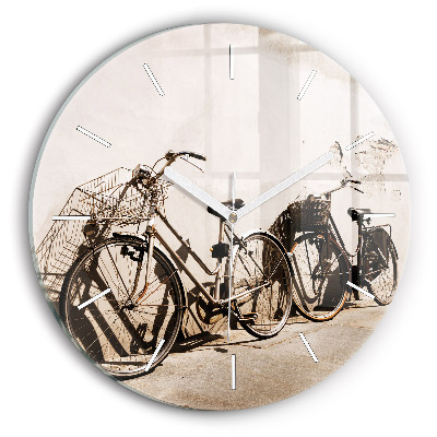 Round glass wall clock Italian bike