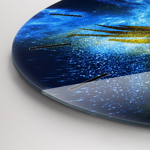 Round glass wall clock Colorful parrot