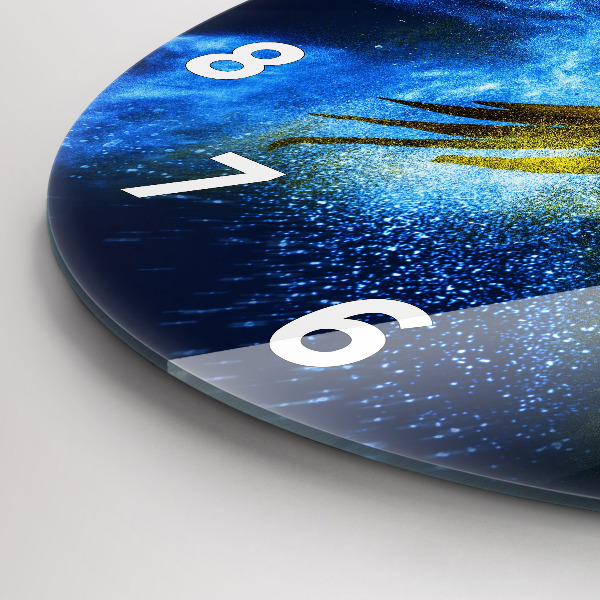 Round glass wall clock Colorful parrot